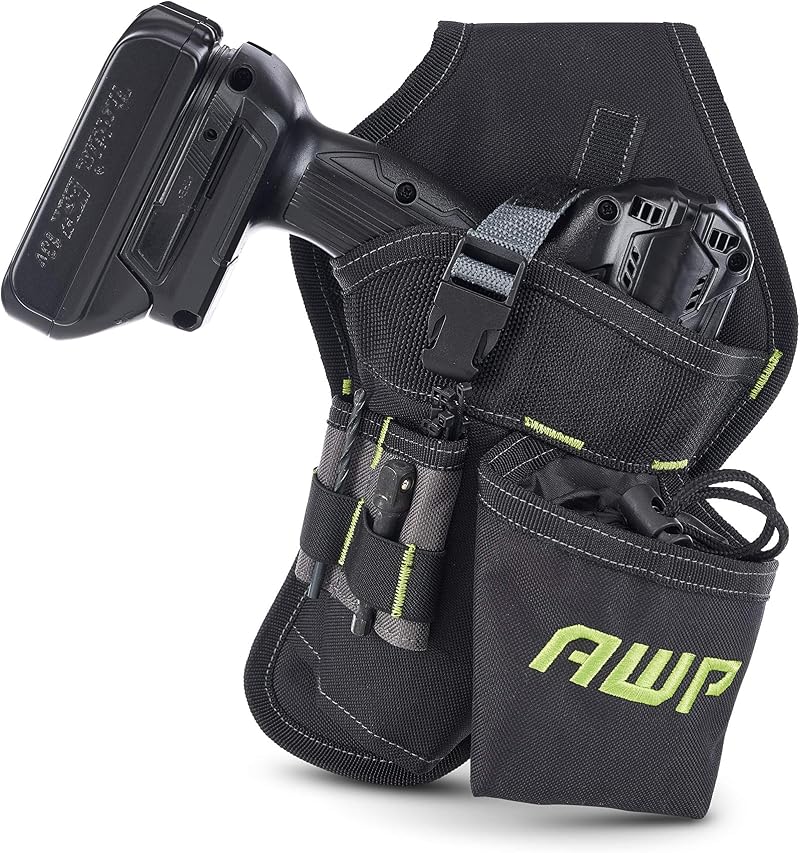 AWP Angled Drill Holster Heavy-Duty Polyester Belt Clip Black Fits Most Drills