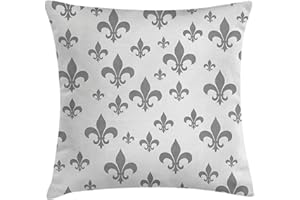 Ambesonne Fleur De Lis Throw Pillow Cushion Cover, Lily Pattern Classic Retro Royal Vintage European Iris Ornamental Art, Decorative Square Accent Pillow Case, 24" X 24", Grey
