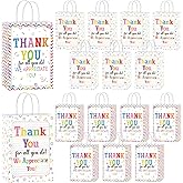 Employee Thank You Gift Bags: 16 Pcs Cool Employee Appreciation Gifts Small Thankful Gifts Bags, Thank You Gift Paper Bag for Coworkers Teachers Staff Volunteer, Work Anniversary Party Favors Decor
