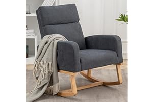 YUUIJOAA Rocking Chair Nursery - Glider Modern Flannel Accent Rocker Chairs Upholstered Padded Armchair for Indoor Living Room Bedroom Gray