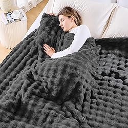 NEWCOSPLAY Queen Blanket for Couch Dark Grey Super
