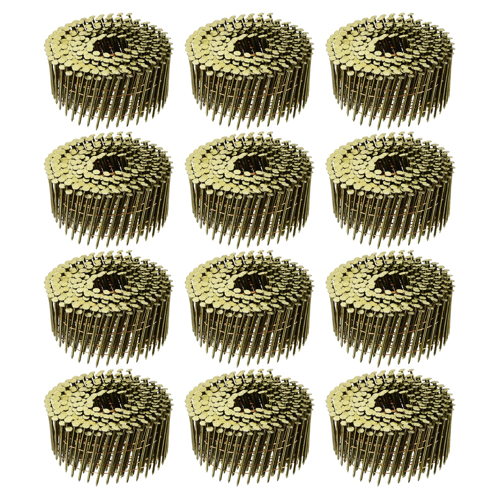 uxcell 3600 Count Siding Nails 2" x 0.083" 15-Degree Ring Shank Full Round Head Collated Wire Coil for Lath and Sheathing Materials