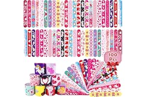 SUNPROUND 100Pcs Valentine's Day Slap Bracelets, Valentine Party Favors Snap Wristbands for Kids Exchange Gifts, Goodies Stocking Stuffers, Classroom Prizes