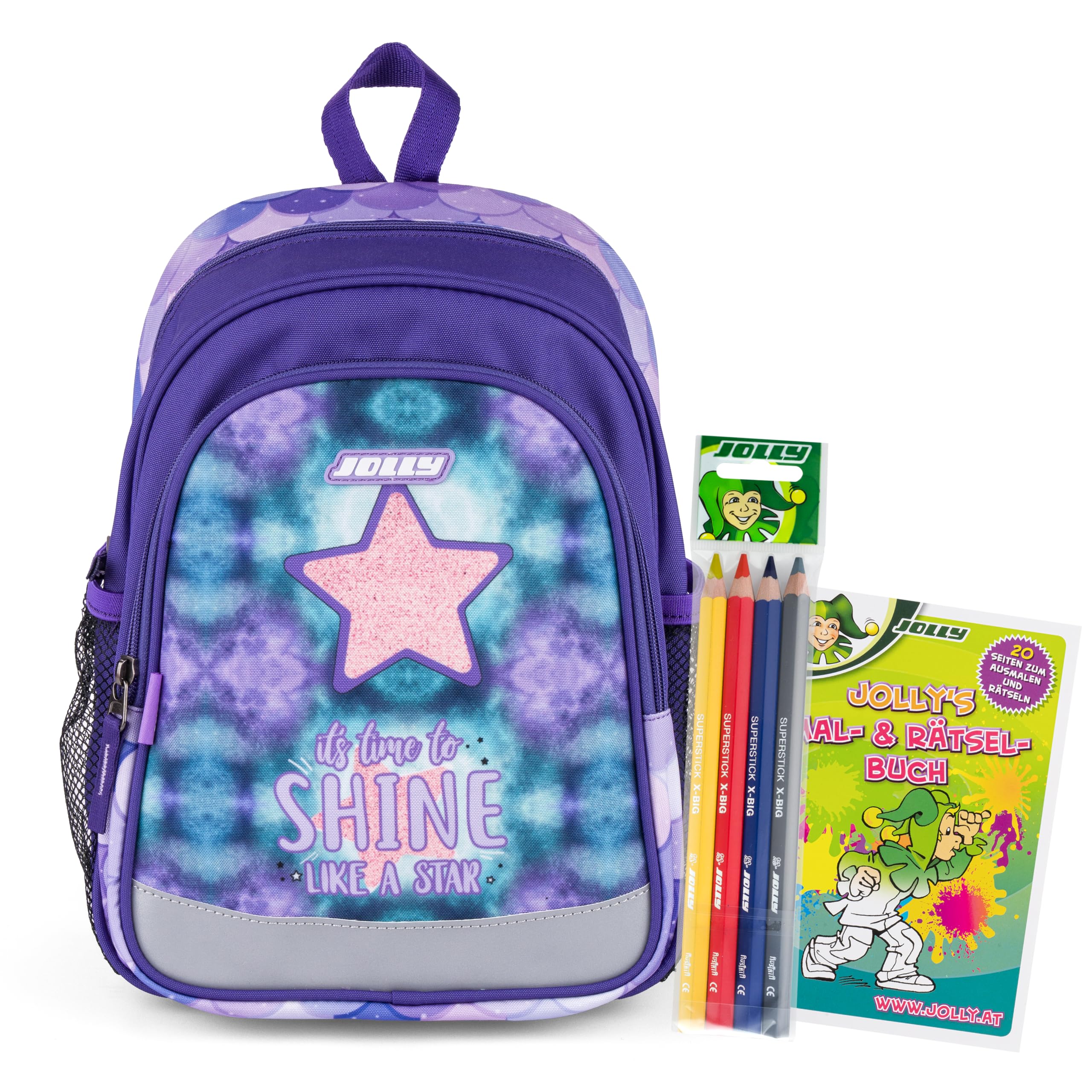JOLLY Unisex Children Nursery Backpack School Bag Set, Purple/Blue, 6-Piece