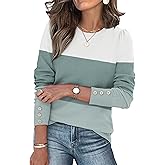Womens Sweaters Fall Fashion 2025 Long Sleeve Button Cuff Soft Knit Pullover Trendy Tops Dressy Casual Blouses