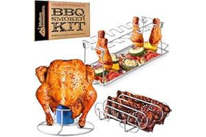 Modern Innovations Grill Racks, Chicken Leg Rack Drumstick Holder, Beer Can Chicken Holder Butt Stand, BBQ Smoke Rib Rack, Smoker Accessories Gifts For Men, Smoking and Grilling Gift Set