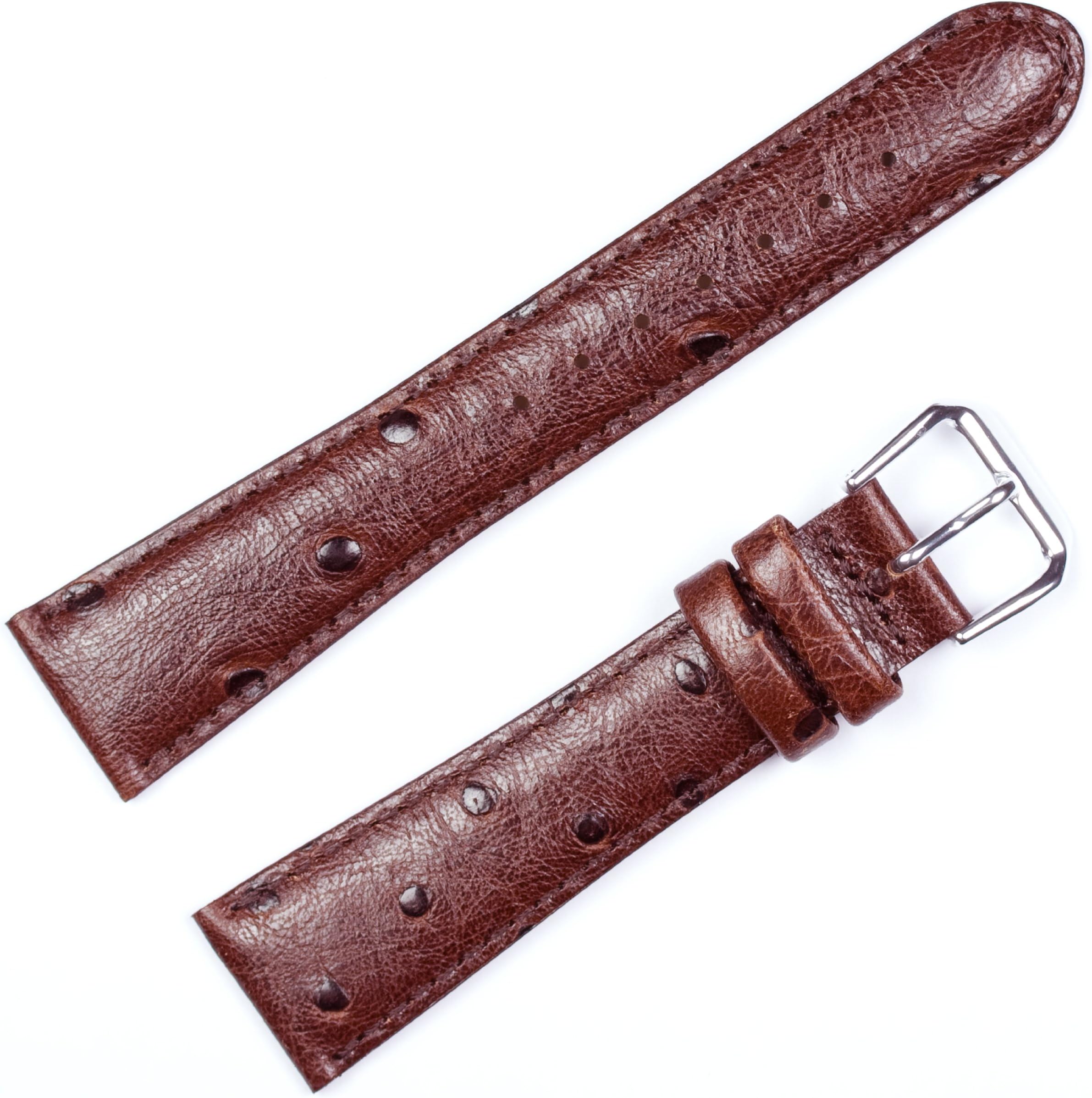Ostrich Grain Leather Watch Band - Choice of Color - (Black, Brown, Havana) & Width - (12, 14, 16, 18, 19, or 20mm)