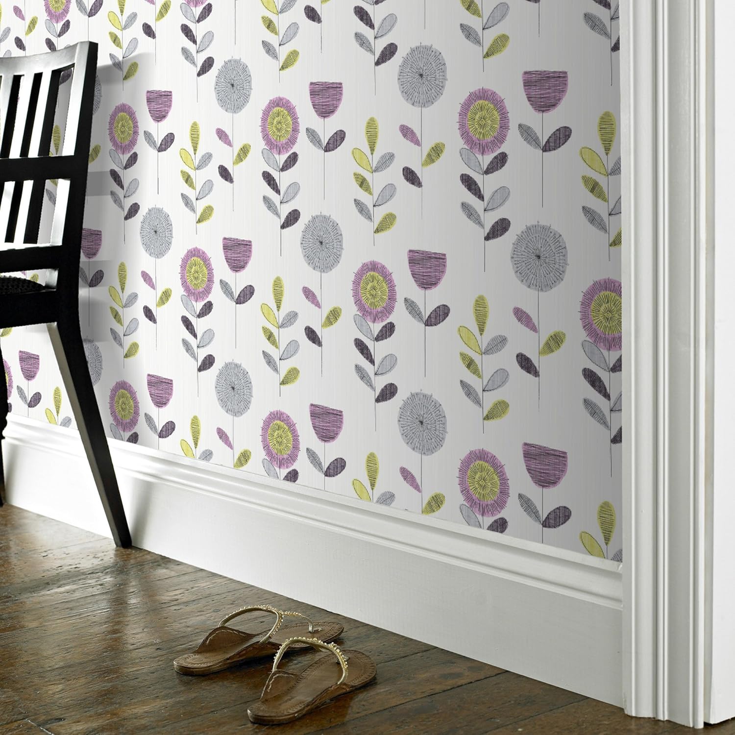 Fresco Great Value Flower Sketch Floral Pink Wallpaper 50553 Amazon.co.uk DIY & Tools