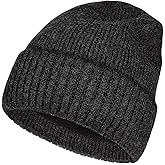 ZTL M/L/XL/XXL Beanie Hats for Men 30% Merino Wool Knit Hat, Winter Hats for Women Thick Warm Lined Cold Weather Skull Cap