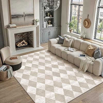Tapete da Sala de Estar 200x300cm Bege Moderno