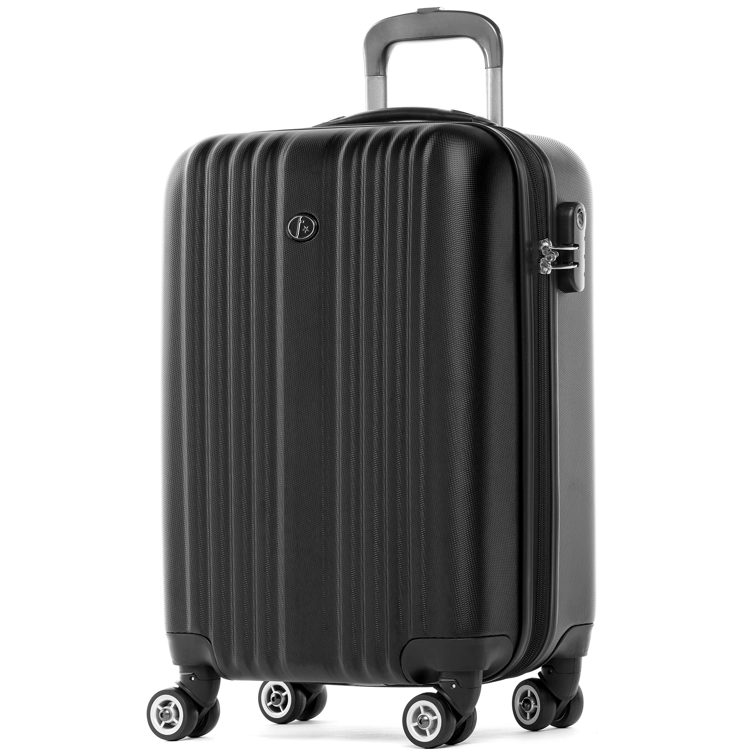 FERGÉ Luggage Set 3 piece Hard Shell Travel Trolley Toulouse Suitcase Set 4 Twin Spinner Wheels Black