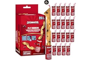 Catchmaster Fly Ribbon 20-Pack, Bug & Fruit Fly Traps Outdoor and Indoor, Premium Adhesive Sticky Strips & Gnat Hanging Strips, Bulk Scented Flying Insect Paper Rolls, Non Toxic Home Pest Control
