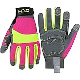 HANDLANDY Hi-vis Reflective Work Gloves, Anti Vibration Safety Gloves, Touch Screen, Orange Flexible Spandex Back