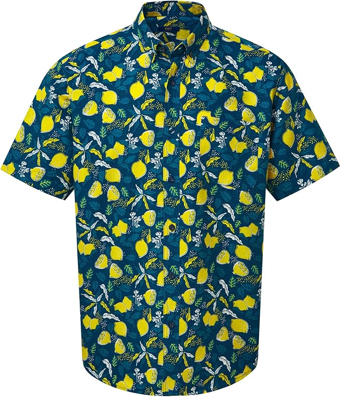 Cotton Traders Mens Soft Touch Print Shirt Colour Yellow Size 3XL