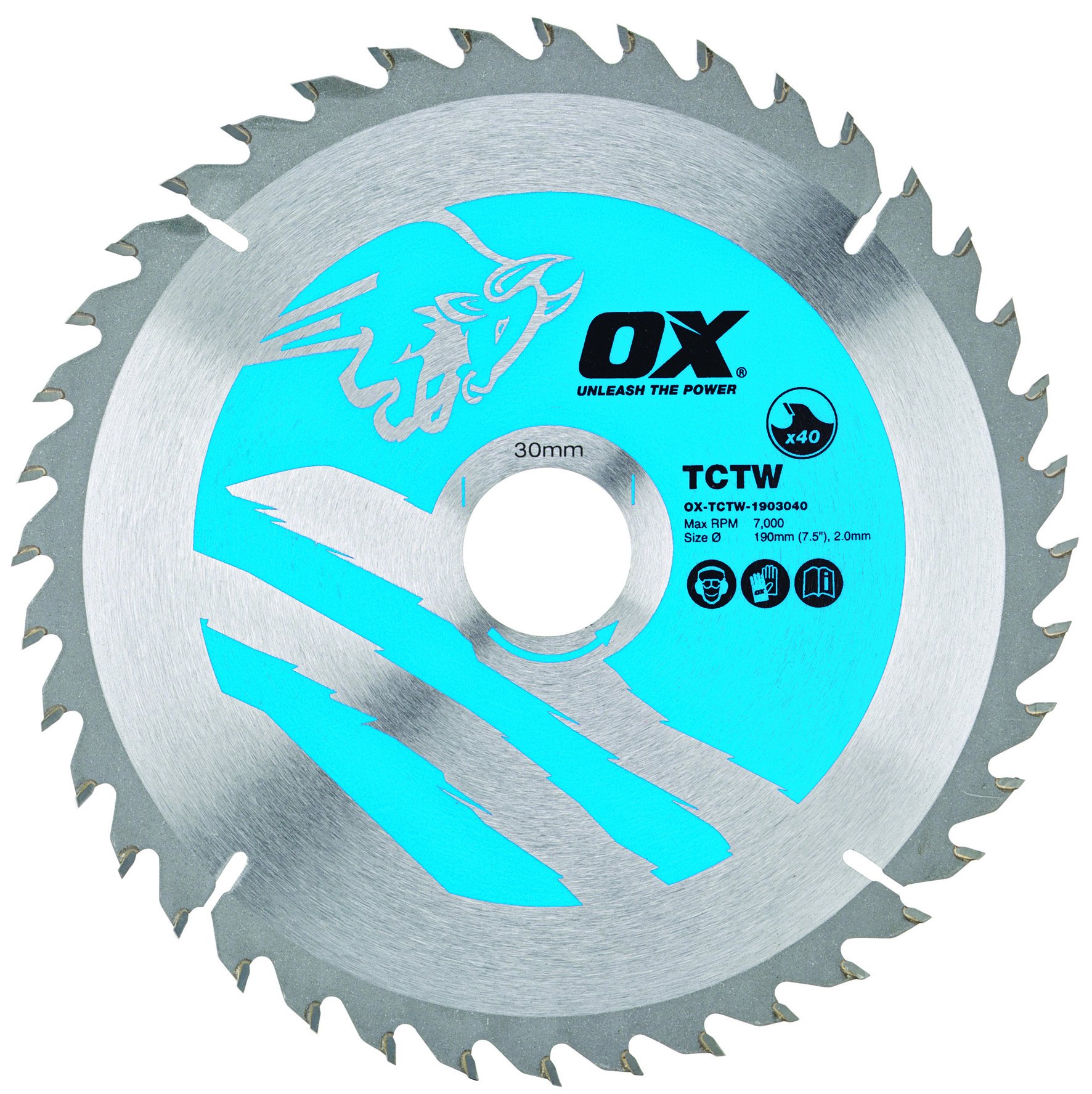OX Wood Cutting Circular Saw Blade 190/30mm, 40 Teeth ATB — image 1