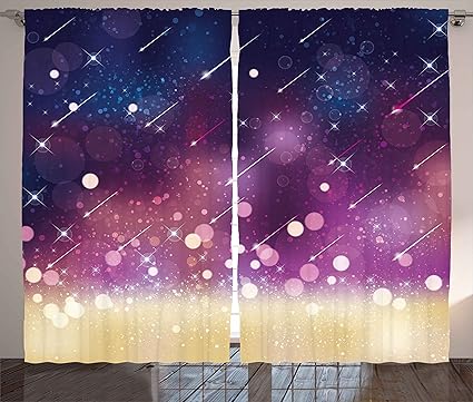 Ambesonne Space Curtains Shooting Stars Scenery Celestial Galaxy Themed Cosmos Motion Image Art Living Room Bedroom Window Drapes 2 Panel Set 108