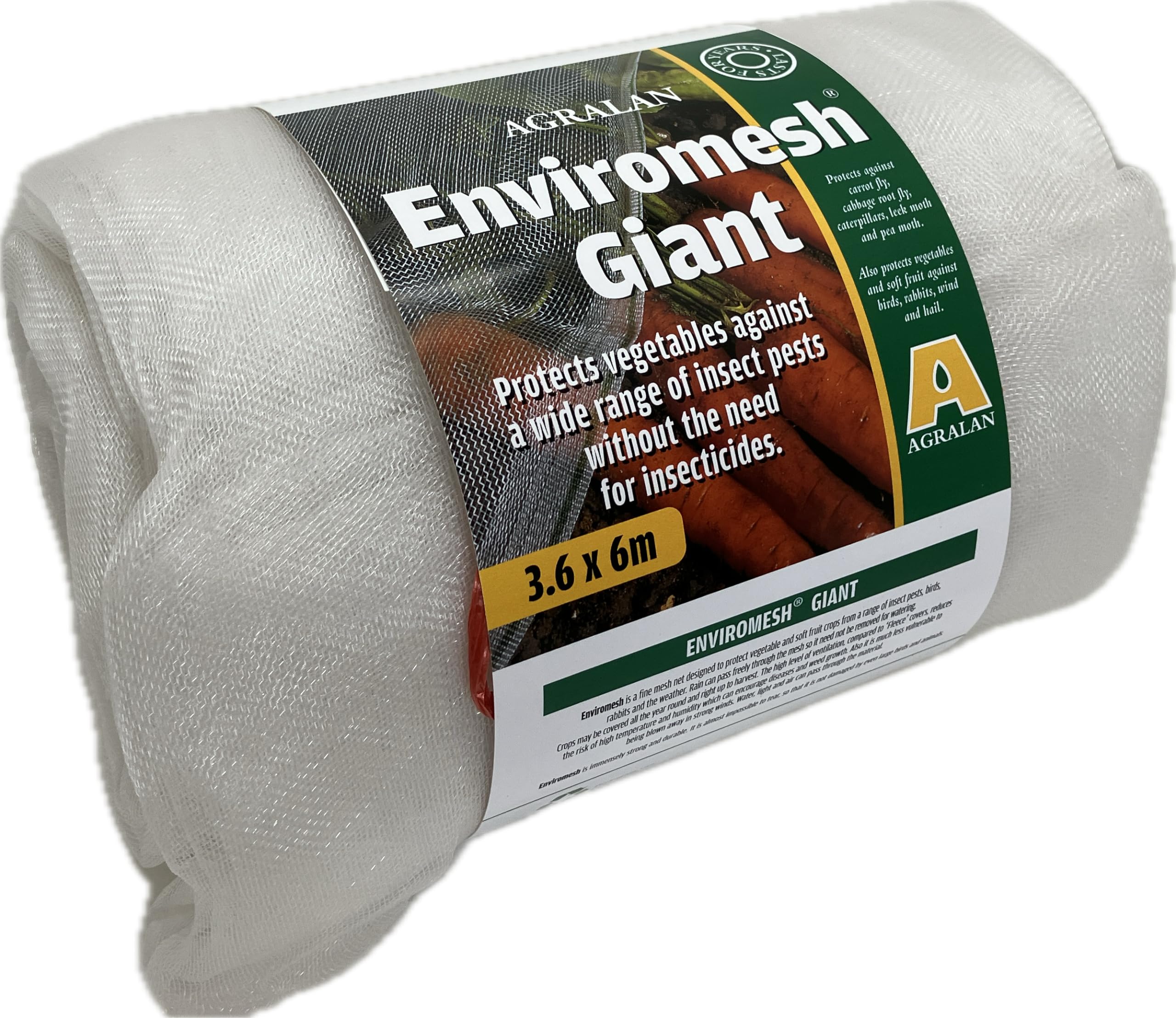 Agralan Enviromesh 'Giant' | Fine Insect Netting Mesh | Keep Insects Off Crops | 3.6m x 6m |