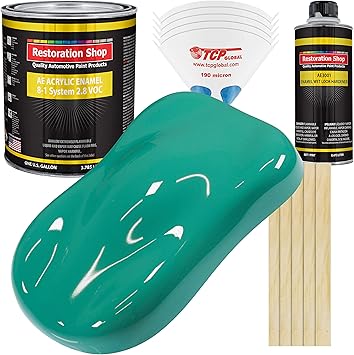 Amazon.com: Restoration Shop - Pintura acrílica esmaltada acrílica tropical  turquesa – Kit completo de pintura de galón – profesional de una sola etapa  de alto brillo automotriz, coche, camión, revestimiento de equipos,