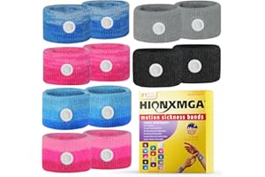 HIONXMGA Motion Sickness Bands/Acupressure Nausea Wristband for Nausea,Sea Sickness Wristbands for Natural Relief of Morning Sickness,Dizziness, Motion Sickness(Car, Sea, Flying Travel Sickness)