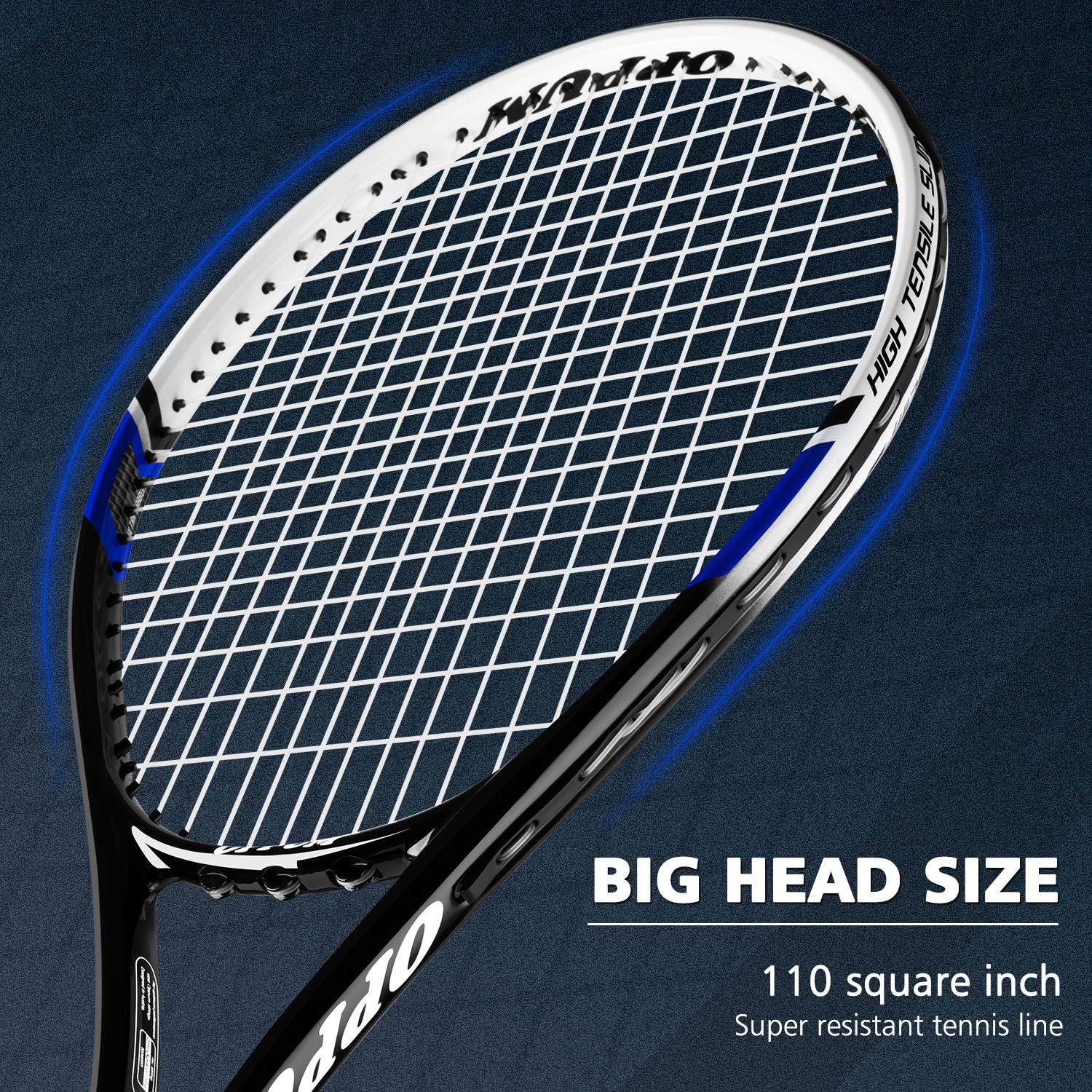 oppum Adult Carbon Fiber Tennis Racket, Super Light Weight Tennis Racquets Shock-Proof and Throw-Proof, Include Tennis Bag Tennis Overgrip (Aluminum-Carbon Racquet(Balck Blue), 4 3/8) : Sports & Outdoors