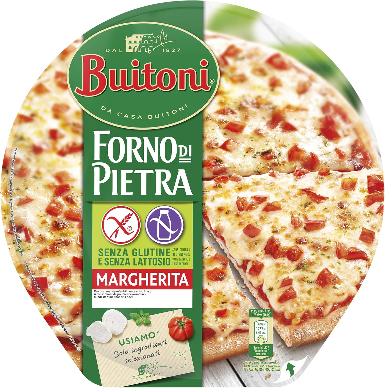 BUITONI PIZZA MARGHERITA SENZA GLUTINE E SENZA LATTOSIO Pizza surgelata