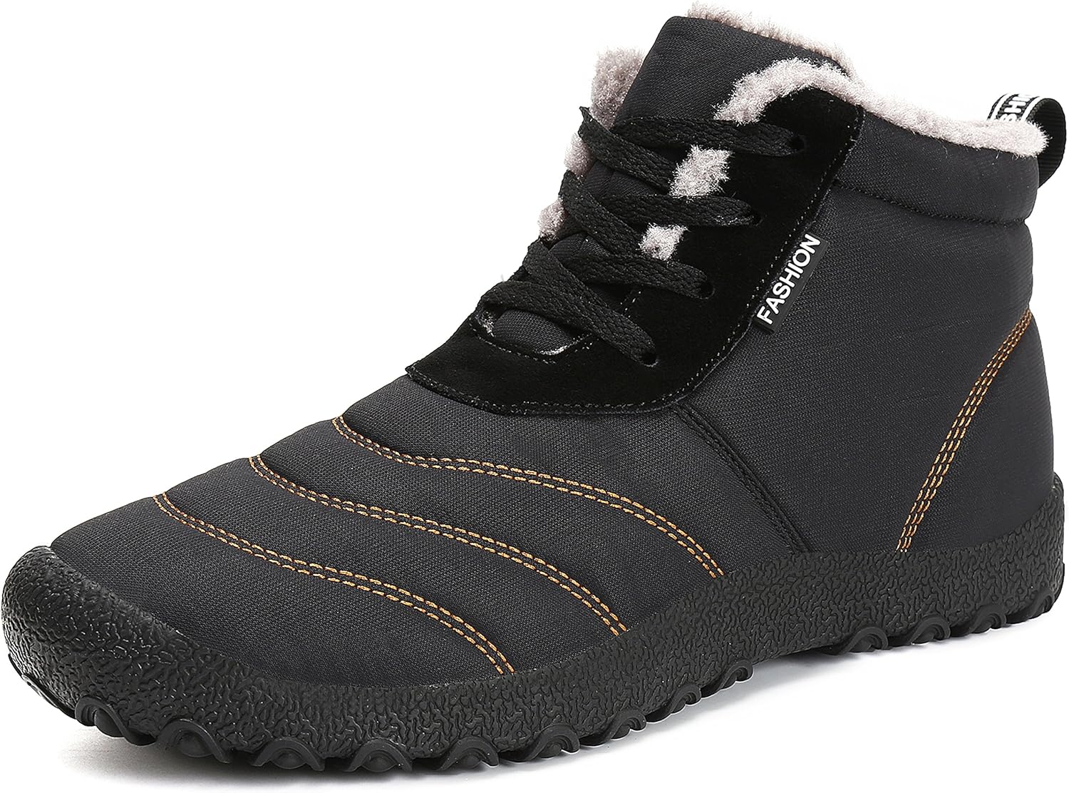 SAGUARO Men Warm Snow Boots Winter Fully Faux Fur Lined Ankle Thermal