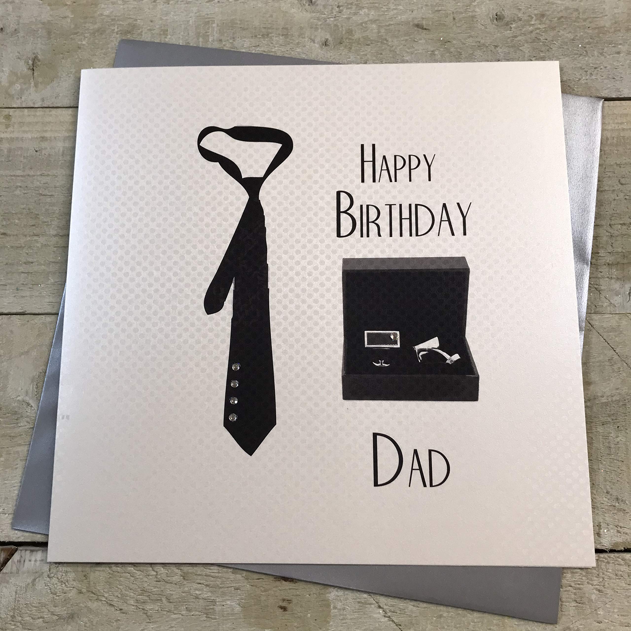 WHITE COTTON CARDS Happy Dad, Handmade Large Birthday Card (Tie & Cufflinks)