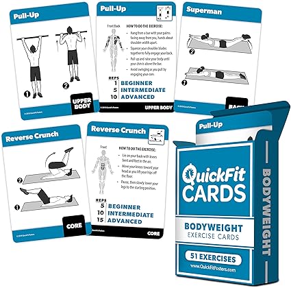 Amazon Com Quickfit Bodyweight Exercise Cards Fitness Playing Cards With Over 50 Body Weight Workouts 2 5 X 3 5 Standard Playing Card Size Sports Outdoors