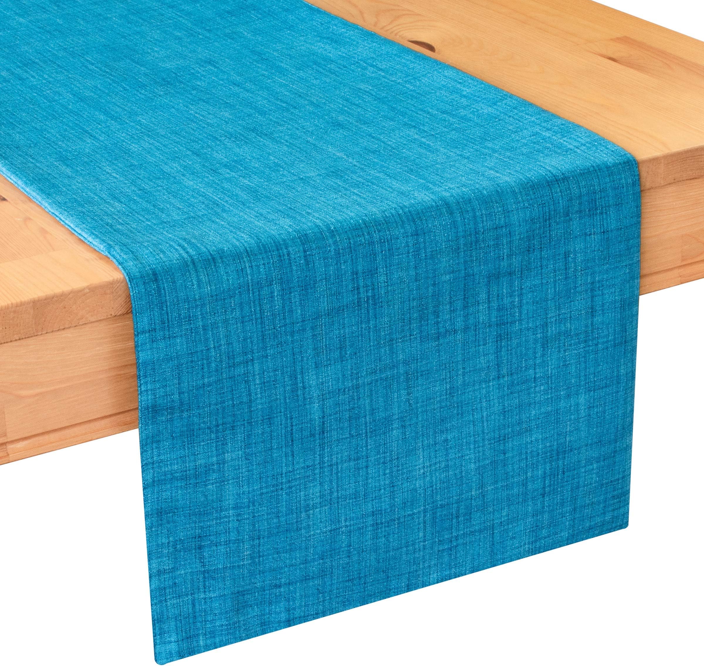 The White Petals Turquoise Coffee Table Runners (13x36 inch, Pack of 1) Fabric Lined | Properly Finished, No Fray Edges | for Home, Kitchen, Dining Room, Holiday, Wedding Party Décor
