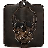 House of Jack Co. Skull Grommet Long Bifold Wallet for Men, Add Your Chain Biker Wallet, Full Grain Cowhide Leather Wallet, Black