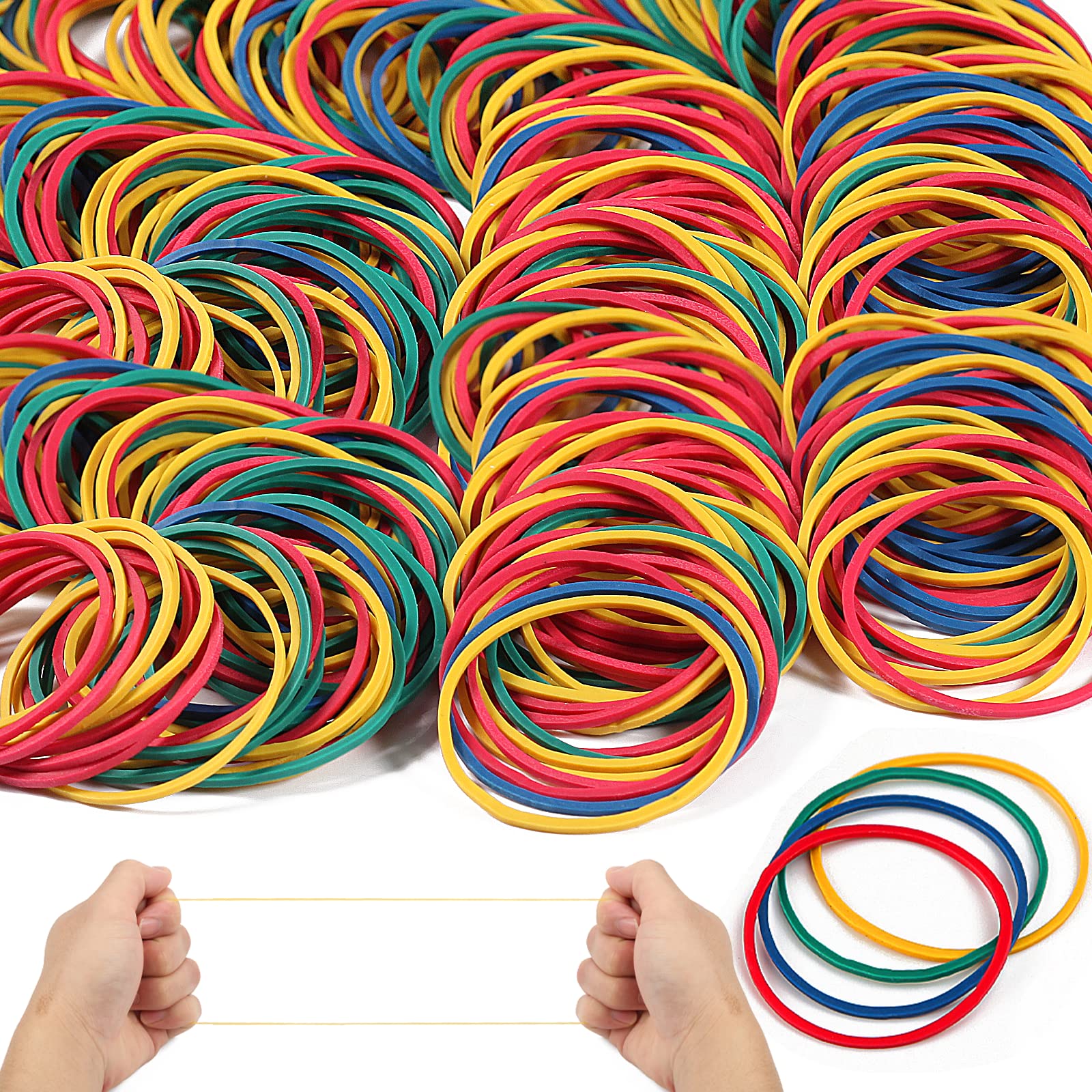 1300 Pcs Coloured Elastic Bands Strong Rubber Bands 450g Stretchable Bands Heavy Duty Natural for Office School Supplies Home Hair Bank Paper Money Bands (38 * 1.4mm)