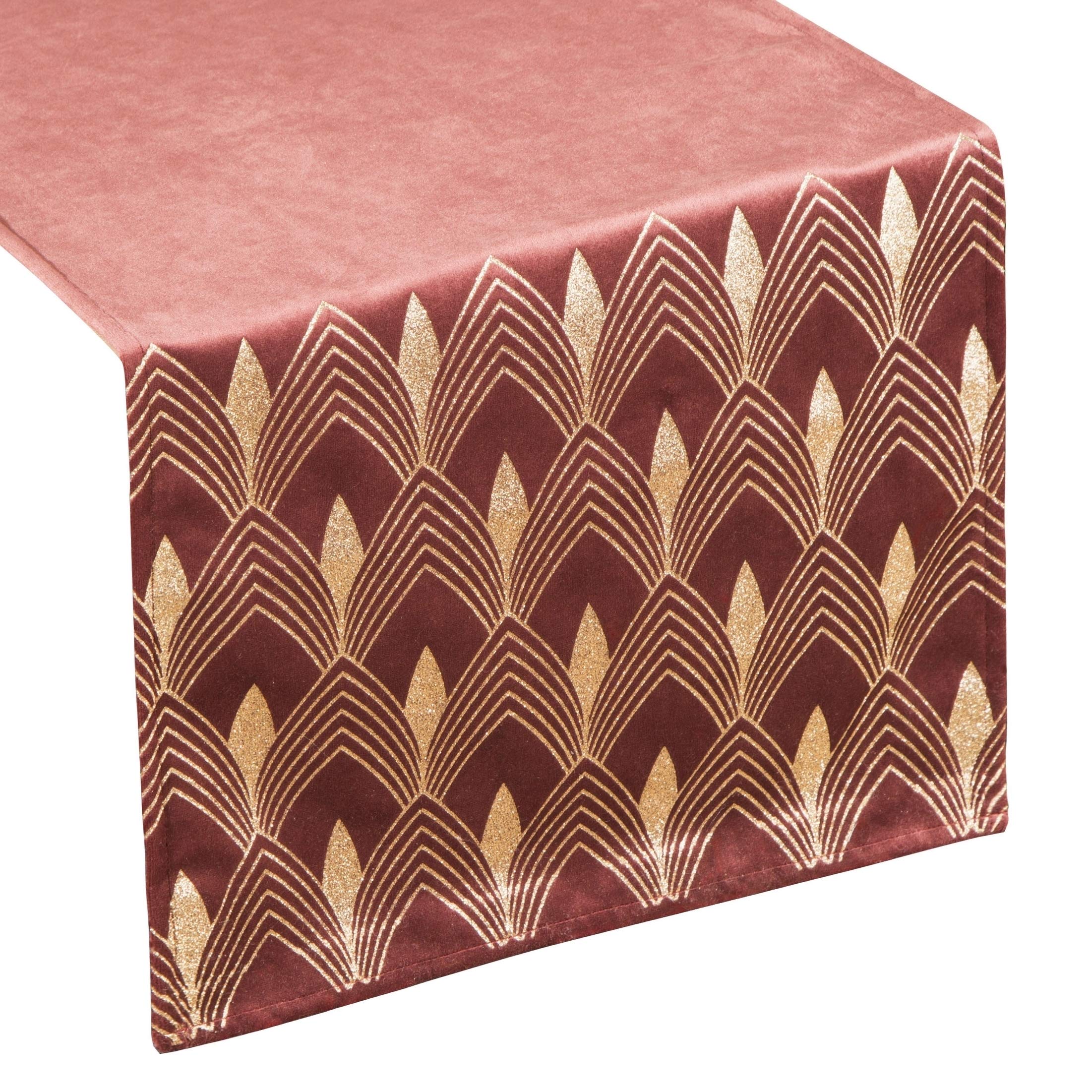 Eurofirany tablecloth table runner velvet geometric pattern table decoration table runner table cloth velvet elegant 1 piece, Bordeaux, 40 x 140 cm