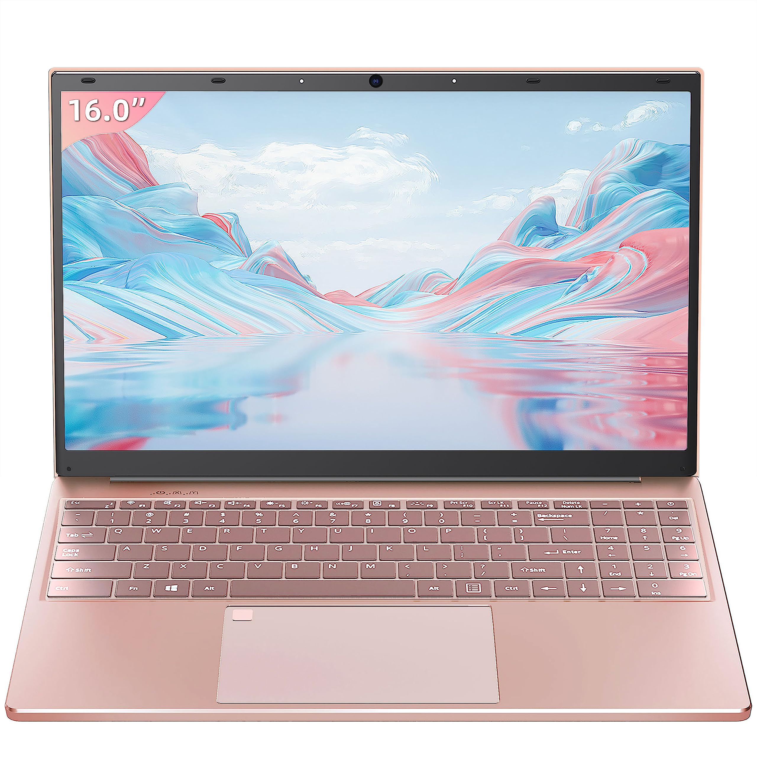 Rumtuk 16" Rose Gold Laptop, Celeron N5105
