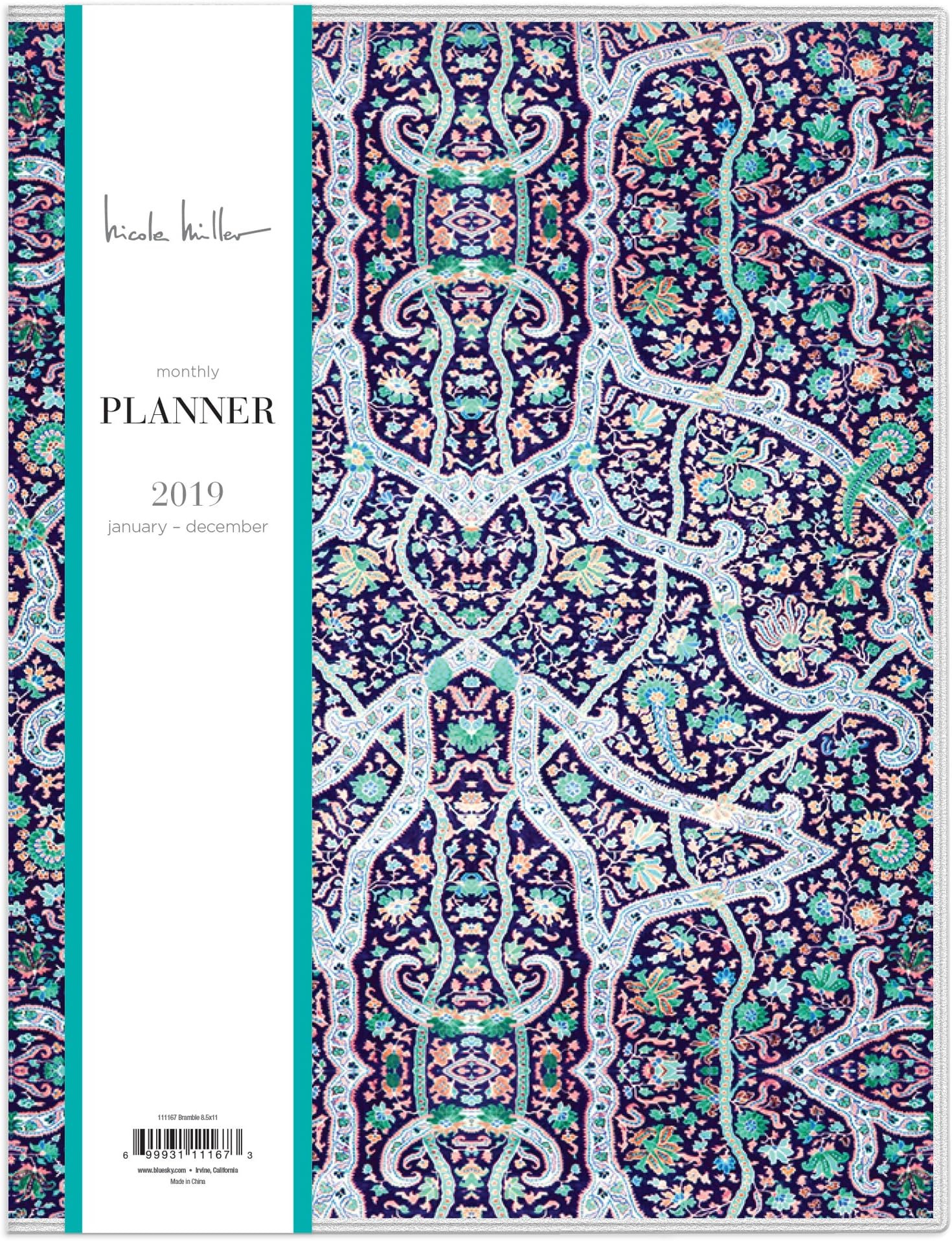 Blue Sky Nicole Miller for 2019 Monthly Planner, Flexible Cover, 8.5" x 11", Bramble (111167)