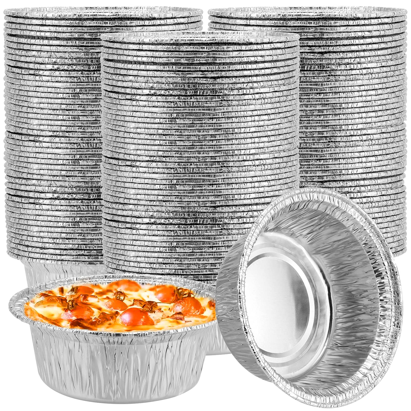 Photo 1 of FUNSUEI 200 Pack 4.72 Inches Aluminum Foil Pie Pans, Round Aluminum Foil Pans, Disposable Aluminum Containers Cake for Tart Baking, Catering, Serving, Reheating