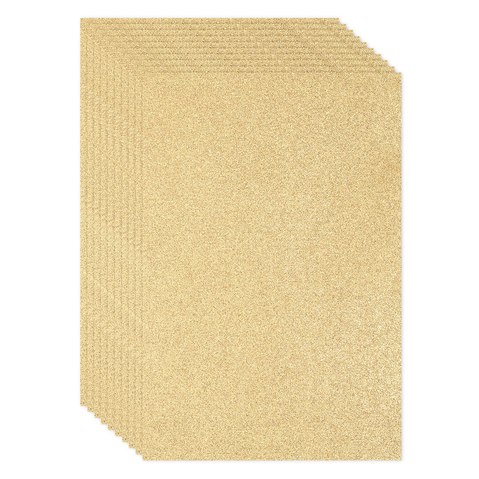 PATIKIL Light Gold Shiny EVA Glitter Foam Sheet 11 x 8 Inch 2mm Thick Sparkle EVA Glitter Felt for Crafts DIY Project, 10 Pcs