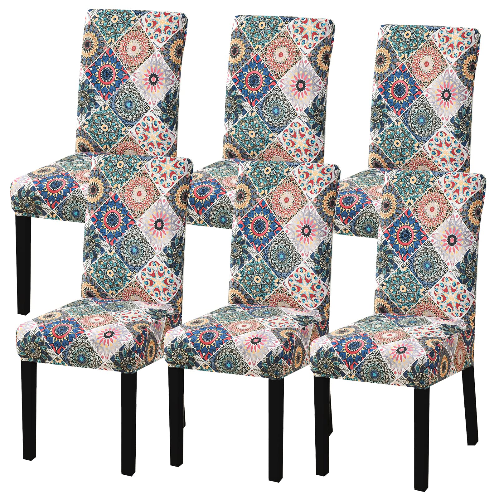 HZDHCLH Chair Covers Slipcovers 4/6 PCs Stretch Removable Washable Short Dining Chair Protector Cover Seat for Hotel,Dining Room,Ceremony（Curtain of Dreams,6 PCS）