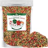 Anggou 14oz Dried Vegetable, Red &amp; Green Bell Pepper Flakes Mix | Dehydrated Bell Peppers for Cooking, Ramen, Soups, Stews &amp; Noodles, Gluten-Free, Low Sodium, Non-GMO