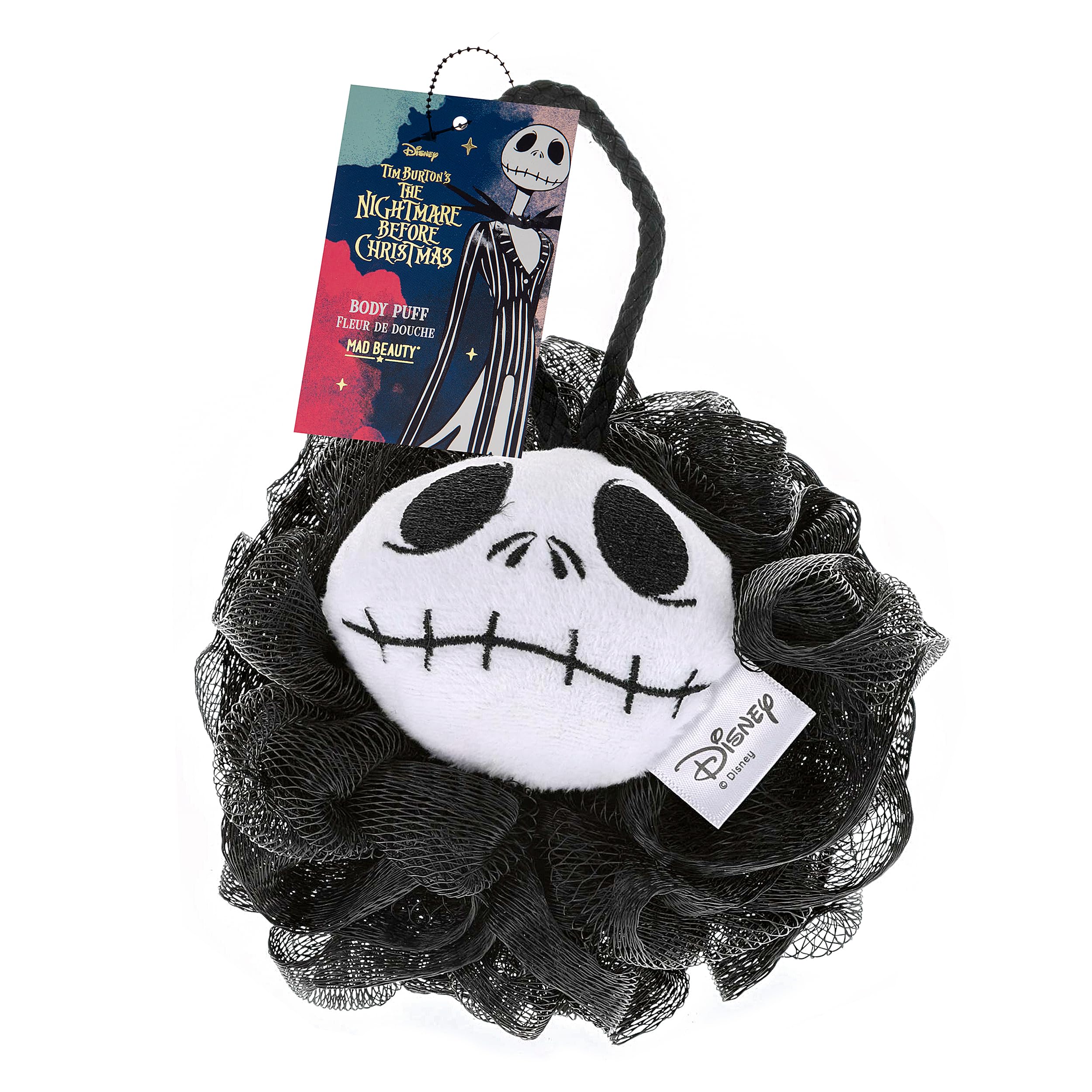 Nightmare Before Christmas Body Puff Jack Skellington Disney | Mad Beauty | Mystic Exfoliating Bath Accessories | Funny, Soft Gift for Tim Burton's Fan