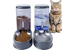 UniqueFit Cats Dogs Automatic Food Feeder and Water Dispenser Set 3.8L with Stainless Steel Bowl