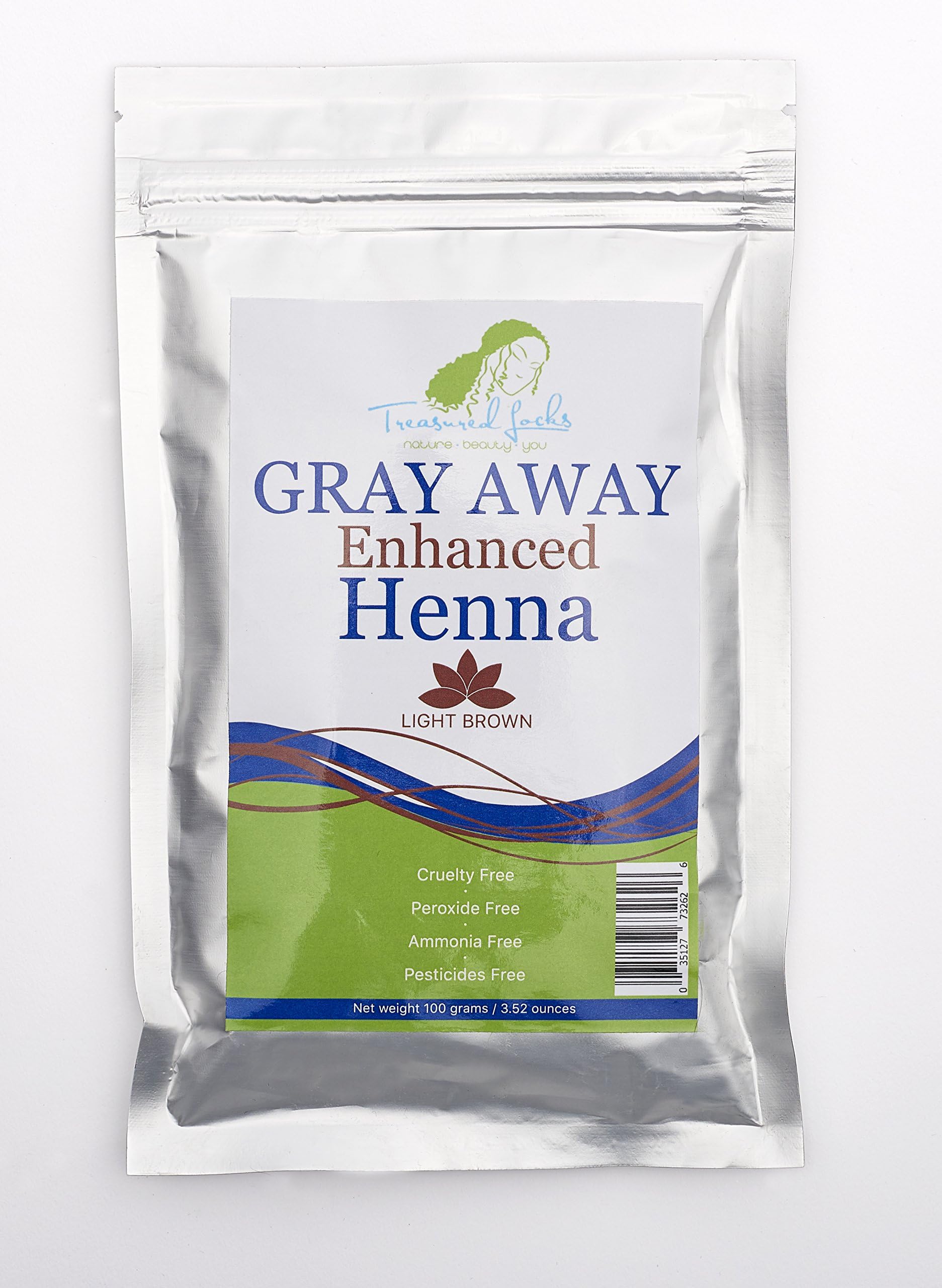 Treasured Locks Gray Away Enhanced Henna- Light Brown