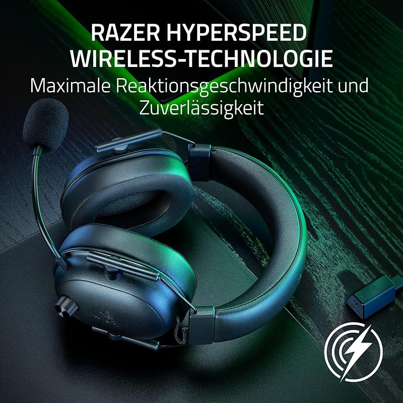 BlackShark V2 HyperSpeed für PC - Kabelloses ultra leichtes E-Sport Gaming-Headset (280g, HyperClear Super-Breitband-Mik, TriForce Titanium 50-mm-Treiber, Bluetooth) Schwarz