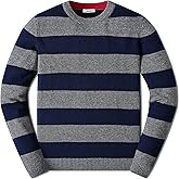 JSTEX Boys Sweater 100% Cotton Knit Kids Pullover Sweater Crew Neck Long Sleeve Striped Sweater for Child Toddler Size 4-14