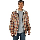 Wrangler Authentics Men's Long Sleeve Quilted Lined Flannel Shirt Jacket with Hood