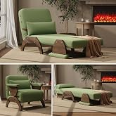 JASIWAY Convertible Sleeper Sofa Chair, 30" Corduroy Fold-Out Chair Bed | Futon Sofa Chair For Adults, Small Spaces, 5 Positions Adjustable Backrest, Removable Armrest Cover, Easy To Install