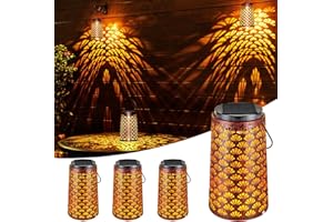 JSOT Solar Lanterns for Outside,4 Pack Hanging Outdoor Garden Decor Lights Waterproof, Metal Solar Yard Lights for Landscape Pathway Backyard Decorative Lamp Path 2 Lighting Modes