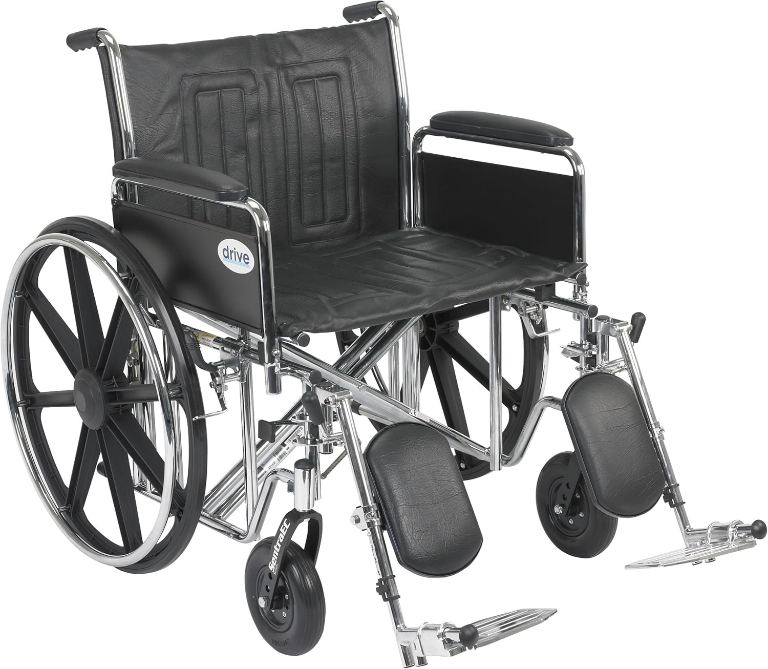 Drive Medical Sentra EC Heavy Duty Wheelchair with Various Arm Styles and Front Rigging Options, Black, Bariatric, 22 Inch: Health & Personal Care
