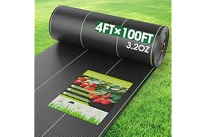 VZNEK 4FTx100FT Weed Barrier Fabric Heavy Duty, Gardening Landscape Fabric Cover Mat, Durable Weed Control Fabric for Garden Bed Cover, Landscaping, Commercial Driveway, Underlayment Use (4x100FT-3.2OZ)