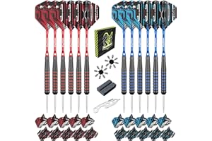 MageRabbit Darts Metal Tip Set 12pcs, 20g Steel Tip Darts with Extra Dart Shafts, 24pcs Dart Flights,2pcs Dart Flight Protect