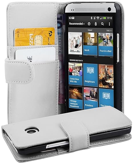 Cadorabo Hülle für HTC One M7 (1. Gen.) Hülle in Handyhülle mit Kartenfach aus Glattem Kunstleder Case Cover Schutzhülle Etui